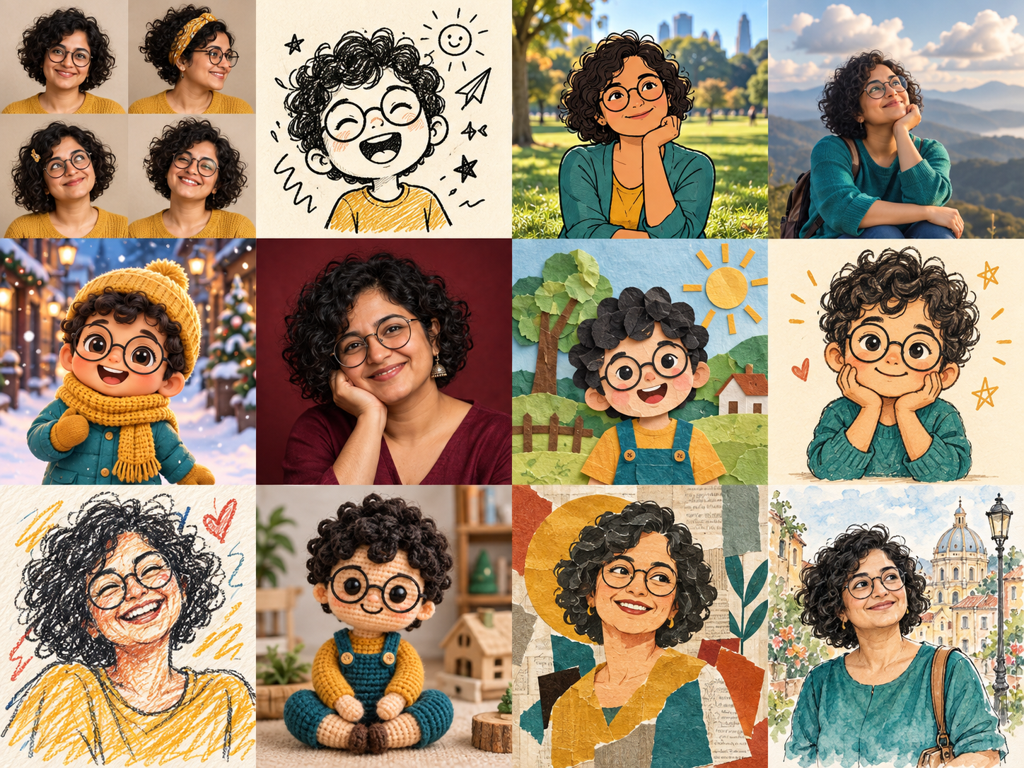 Crochet Mini: original portrait concept artwork featuring a fictional person.
