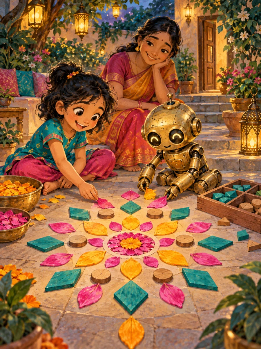 Your child and the Rangoli Pattern Robot